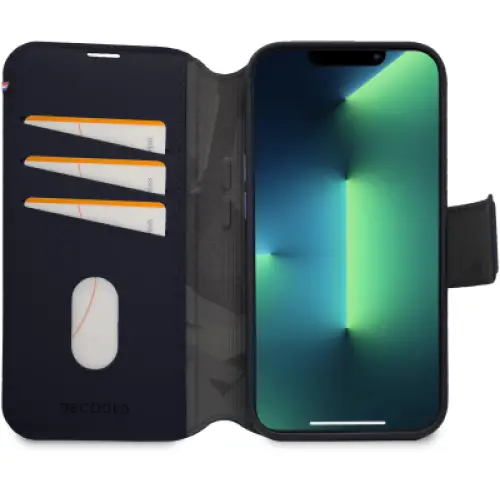 Decoded Detachable Wallet Case Leather with MagSafe with Flip for iPhone 14 Pro - Navy Blue - Cell phone cases