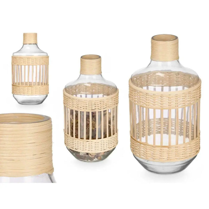 Decorative bottle Gift Decor Transparent Natural 18 x 34 x 18 cm (4 Units) - Декорация и Осветление<<<Дом