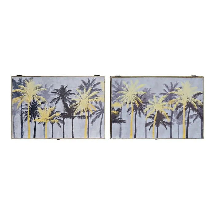 Decorative box DKD Home Decor Black Golden MDF Wood Palms Tropical Counter (2 Units) - Декорация и Осветление<<<Дом