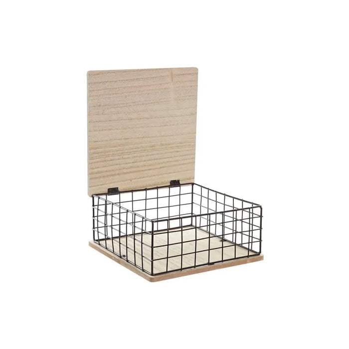 Decorative box DKD Home Decor Black Natural Metal MDF Wood - Декорация и Осветление<<<Дом Градина<<<BigBuy&&&Други