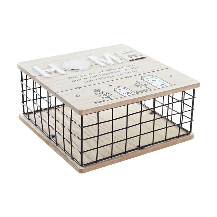 Decorative box DKD Home Decor Black Natural Metal MDF Wood - Декорация и Осветление<<<Дом Градина<<<BigBuy&&&Други
