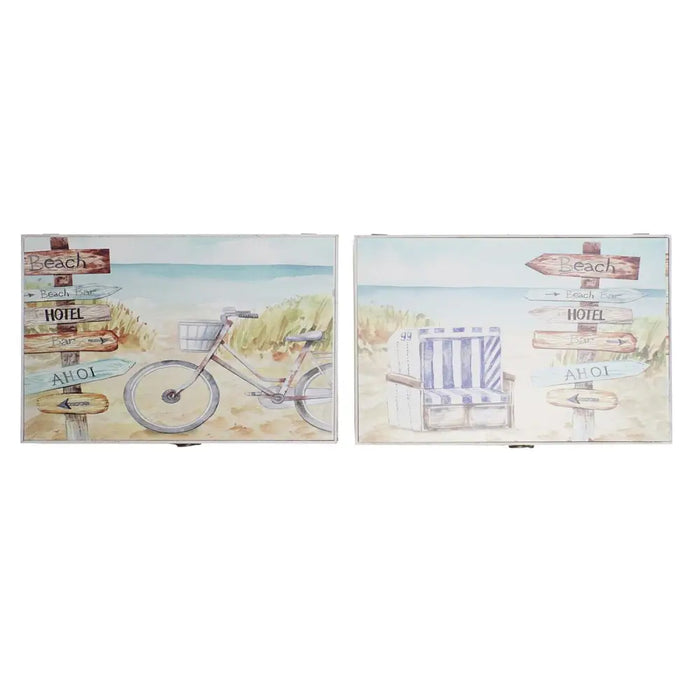 Decorative box DKD Home Decor Multicolour MDF Wood Beach Mediterranean Counter (2 Units) - Декорация и Осветление<<<Дом