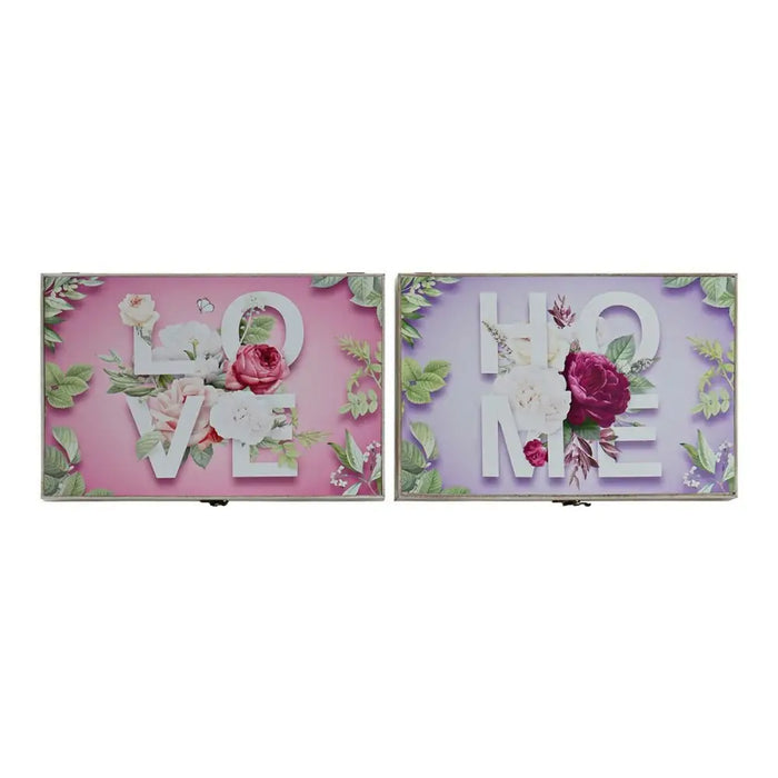 Decorative box DKD Home Decor Pink Lilac MDF Wood Tropical Counter (2 Units) - Декорация и Осветление<<<Дом