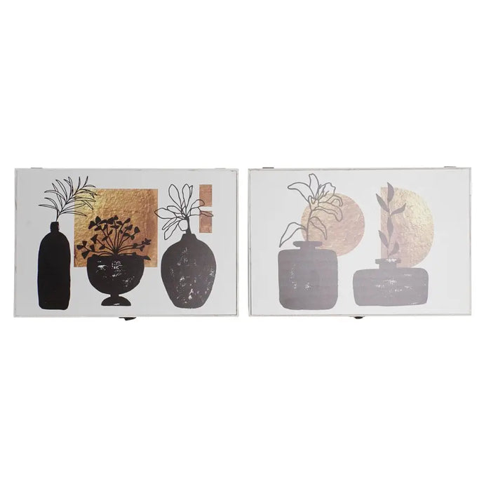 Decorative box DKD Home Decor White Black Golden MDF Wood Modern Vase (2 Units) - Декорация и Осветление<<<Дом
