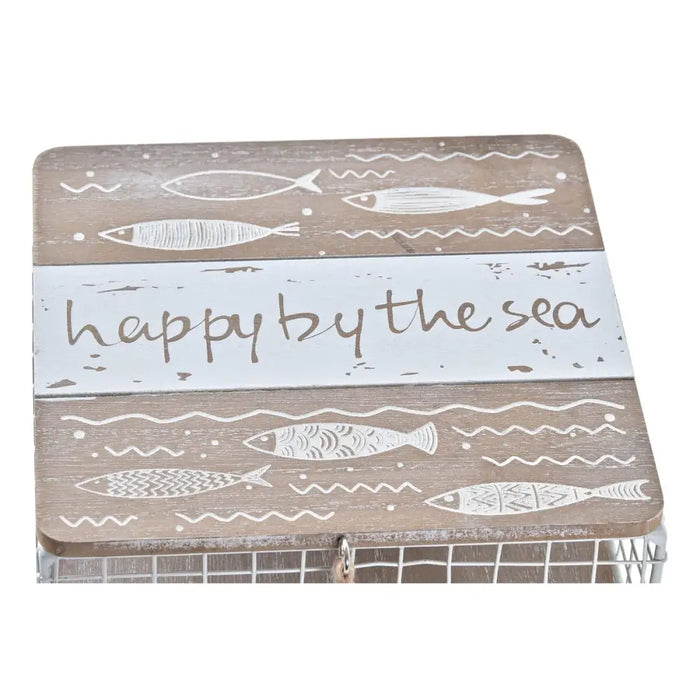 Decorative box DKD Home Decor White Brown Wood Metal Spirals Mediterranean - Декорация и Осветление<<<Дом