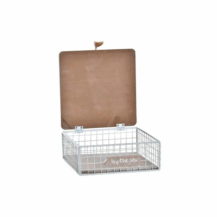 Decorative box DKD Home Decor White Brown Wood Metal Spirals Mediterranean - Декорация и Осветление<<<Дом