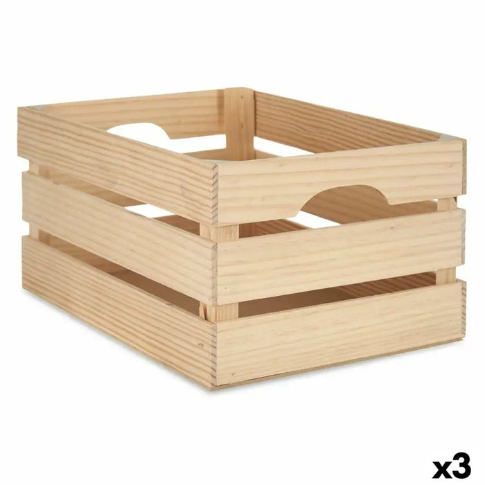 Decorative box Gift Decor Natural Pinewood Pine (3 Units) - Декорация и Осветление<<<Дом Градина<<<BigBuy&&&Други