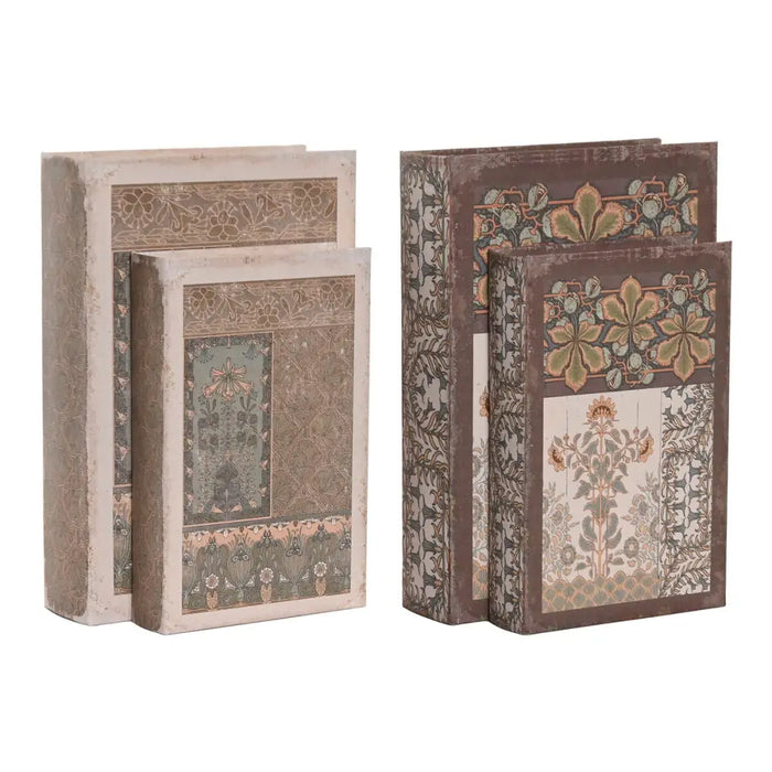 Decorative box Home ESPRIT Beige Maroon MDF Wood (2 Units) - Декорация и Осветление<<<Дом Градина<<<BigBuy&&&Други