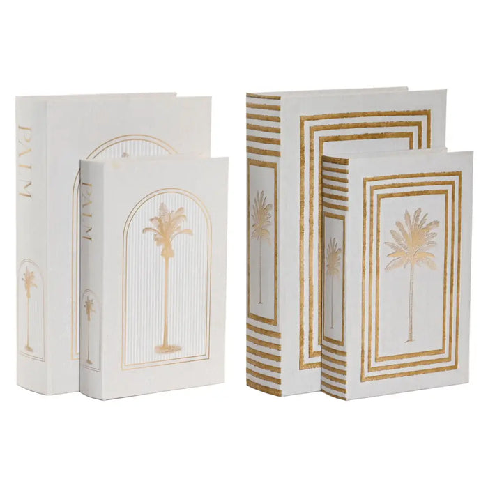 Decorative box Home ESPRIT White Golden MDF Wood (2 Units) - Декорация и Осветление<<<Дом Градина<<<BigBuy&&&Други