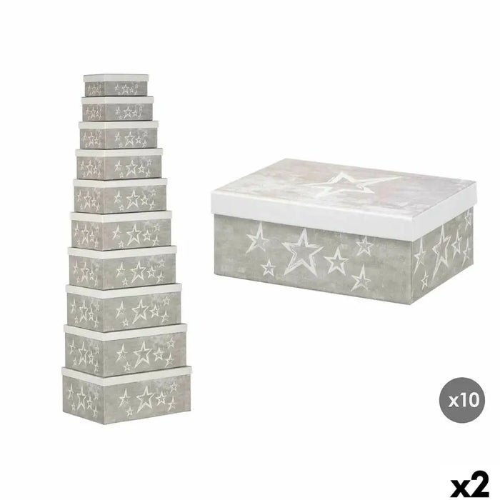 Decorative box Pincello White Grey Cardboard (2 Units) - Декорация и Осветление<<<Дом Градина<<<BigBuy&&&Други артикули
