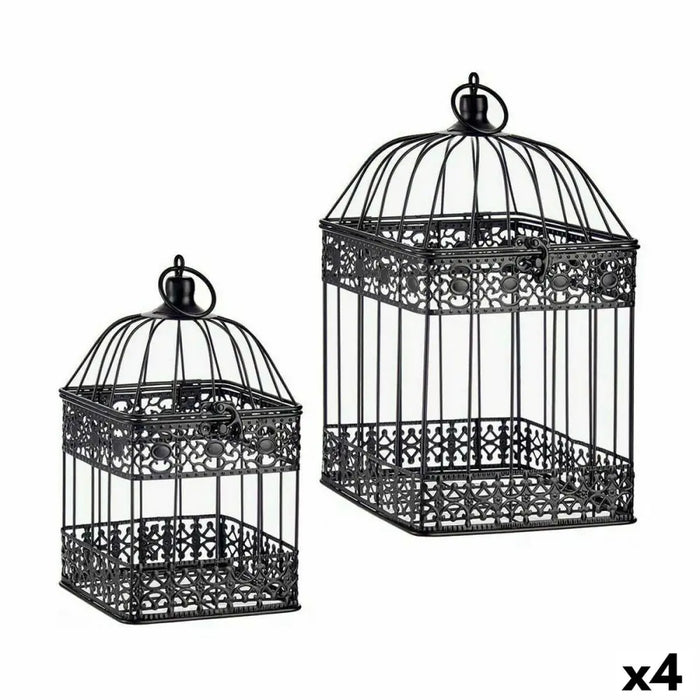 Decorative cage Gift Decor Black 18 x 35 x 18 cm 14 x 14 x 29 cm Set (4 Units) - Декорация и Осветление<<<Дом