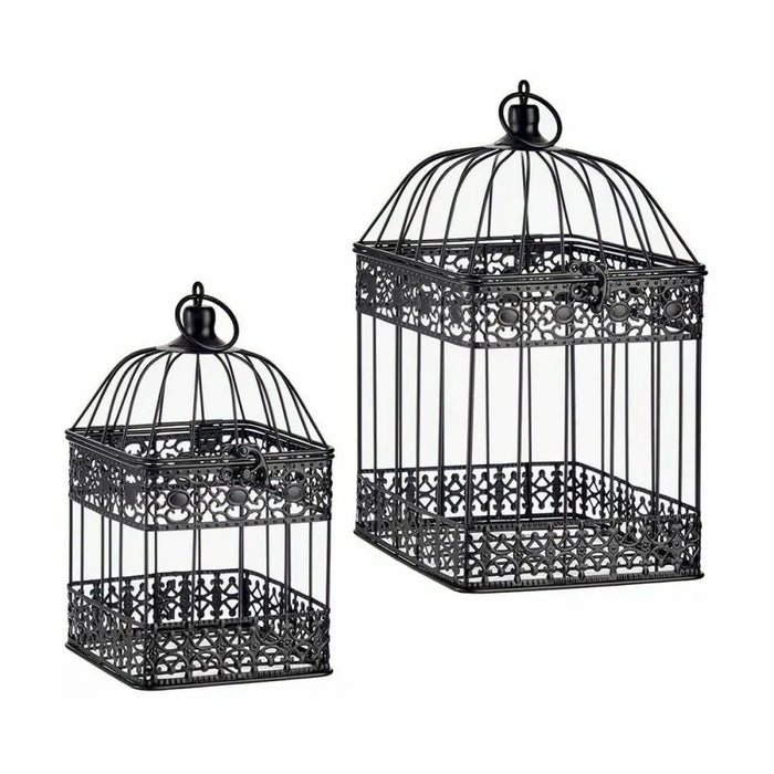 Decorative cage Gift Decor Black 18 x 35 x 18 cm 14 x 14 x 29 cm Set (4 Units) - Декорация и Осветление<<<Дом