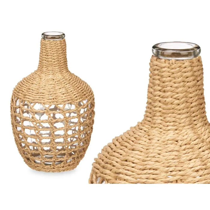 Decorative container Gift Decor Brown Transparent Wood Crystal 17 x 31 x 17 cm 20 x 31 x 20 cm 5,5 x 30 x 5,5 cm (4