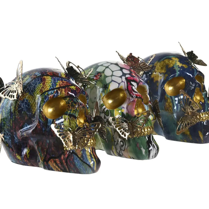 Decorative Figure DKD Home Decor 15,5 x 10,5 x 11 cm Multicolour Skull (3 Units) - Декорация и Осветление<<<Дом