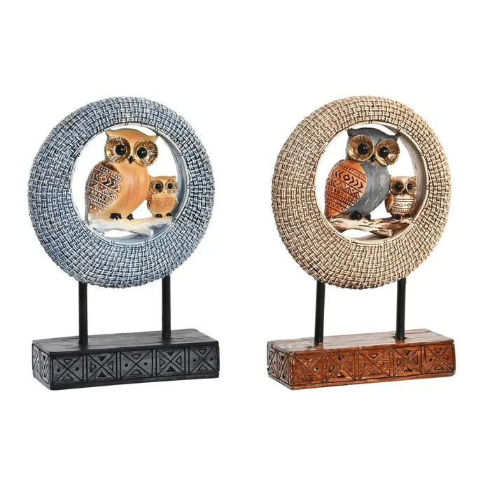 Decorative Figure DKD Home Decor 16,5 x 6 x 25,5 cm Beige Owl Blue Boho (2 Units) - Декорация и Осветление<<<Дом