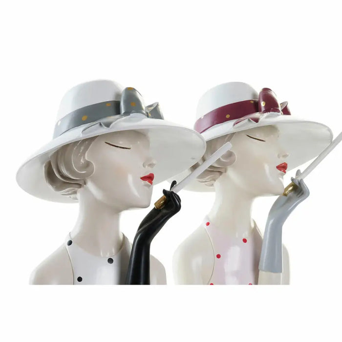 Decorative Figure DKD Home Decor 18,5 x 15 x 31 cm Lady Pink White (2 Units) - Декорация и Осветление<<<Дом