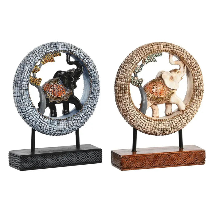Decorative Figure DKD Home Decor 19,5 x 6,3 x 25,5 cm Elephant Beige Blue Colonial (2 Units) - Декорация и