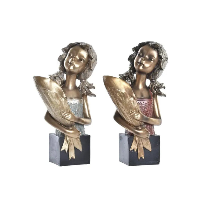 Decorative Figure DKD Home Decor 21 x 13 x 36 cm Red Golden Turquoise (2 Units) - Декорация и Осветление<<<Дом