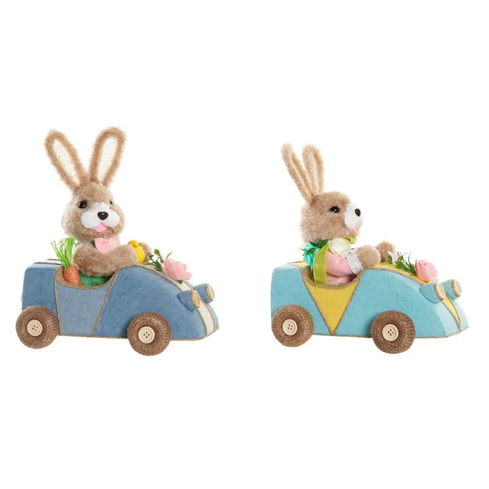 Decorative Figure DKD Home Decor 23 x 15 x 29 cm Blue Pink Brown Rabbit (2 Units) - Декорация и Осветление<<<Дом