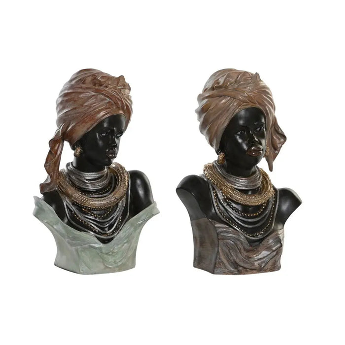 Decorative Figure DKD Home Decor 26 x 17 x 40 cm Black Beige Colonial African Woman (2 Units) - Декорация и