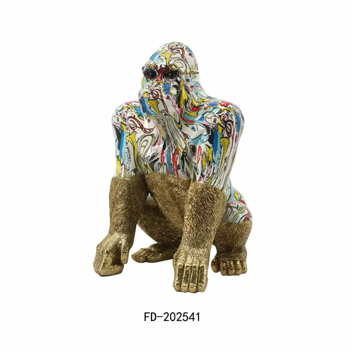 Decorative Figure DKD Home Decor 28,5 x 26,5 x 41 cm Golden Multicolour Gorilla - Декорация и Осветление<<<Дом