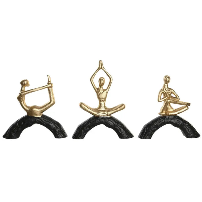 Decorative Figure DKD Home Decor 28 x 7 x 35 cm 28 x 8 x 36 cm Black Golden Yoga (3 Units) - Декорация и