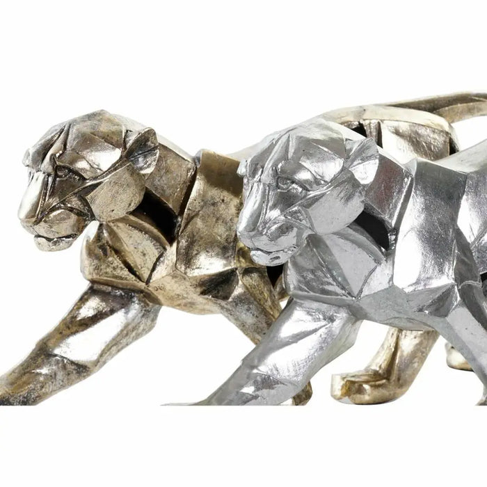 Decorative Figure DKD Home Decor 46,5 x 10 x 18 cm Silver Golden Panther (2 Units) - Декорация и Осветление<<<Дом