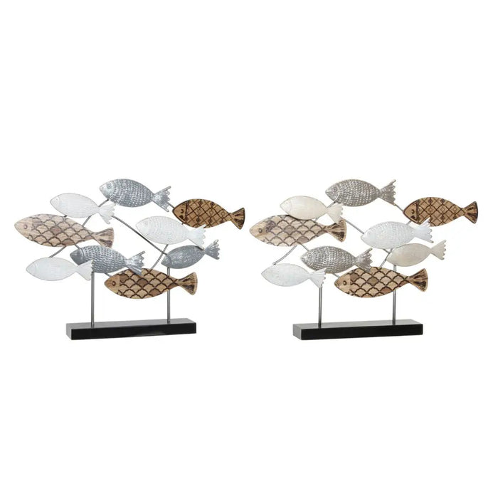 Decorative Figure DKD Home Decor 65,4 x 9,5 x 43 cm Black Blue Brown Spirals (2 Units) - Декорация и Осветление<<<Дом