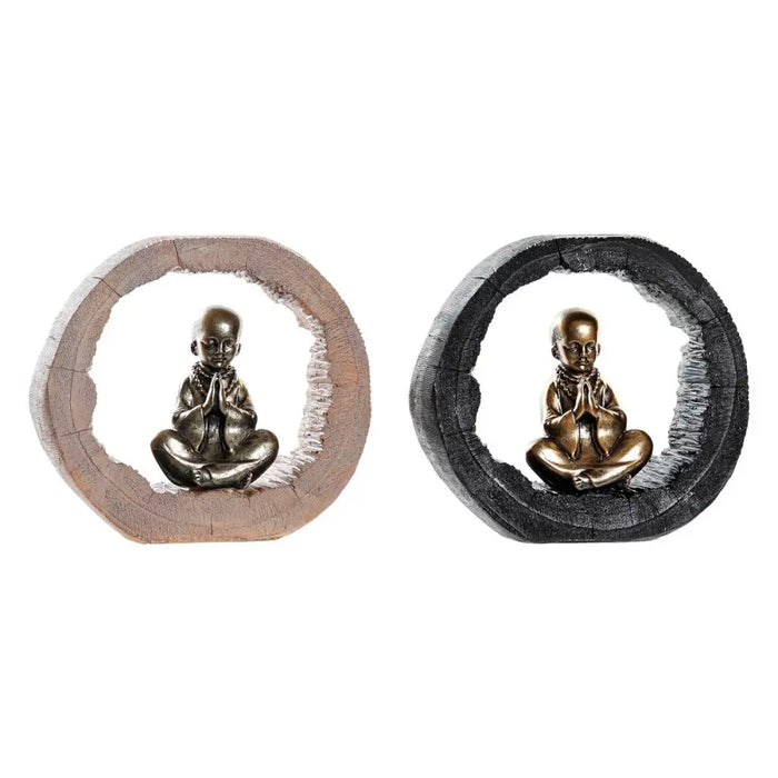 Decorative Figure DKD Home Decor Black Golden Monk Oriental 20,8 x 6,5 x 18,5 cm (2 Units) - Декорация и