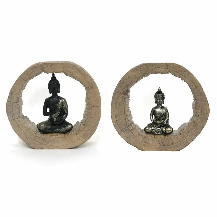 Decorative Figure DKD Home Decor Black Natural Buddha 20,5 x 6 x 18,5 cm (2 Units) - Декорация и Осветление<<<Дом