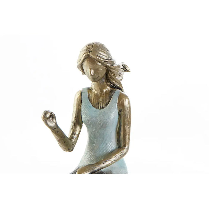Decorative Figure DKD Home Decor Blue Golden Lady 13 x 8,5 x 17,5 cm - Декорация и Осветление<<<Дом