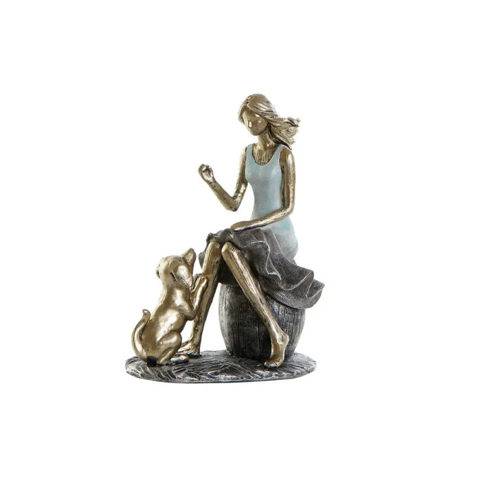 Decorative Figure DKD Home Decor Blue Golden Lady 13 x 8,5 x 17,5 cm - Декорация и Осветление<<<Дом
