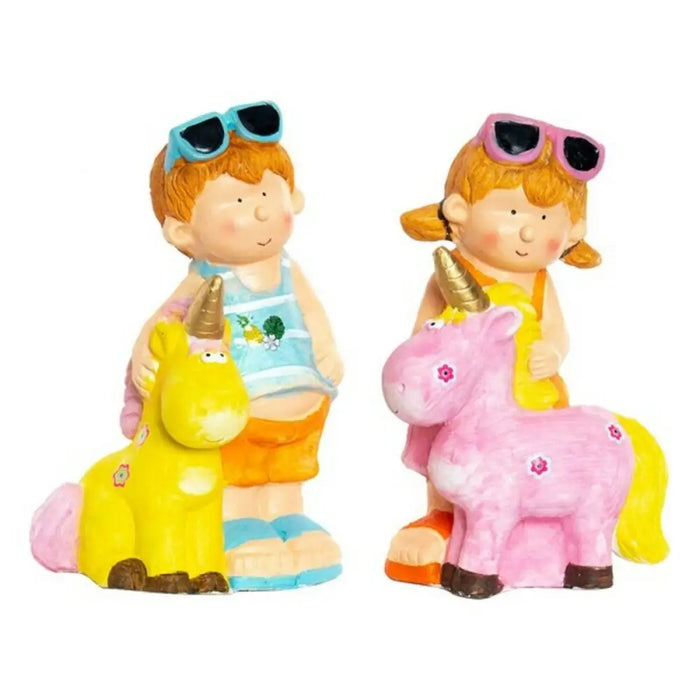 Decorative Figure DKD Home Decor Blue Pink Kids Unicorn Mediterranean 23 x 19 x 40 cm (2 Units) - Декорация и
