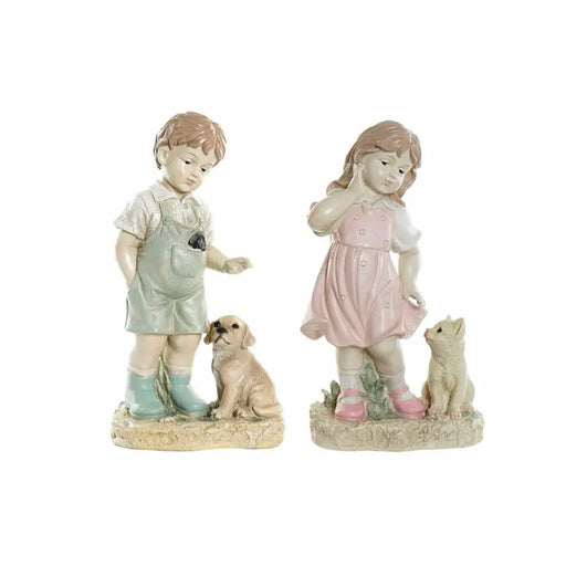 Decorative Figure DKD Home Decor Blue Pink Resin Children (26.5 x 16.5 x 44.5 cm) (2 pcs) - Декорация и