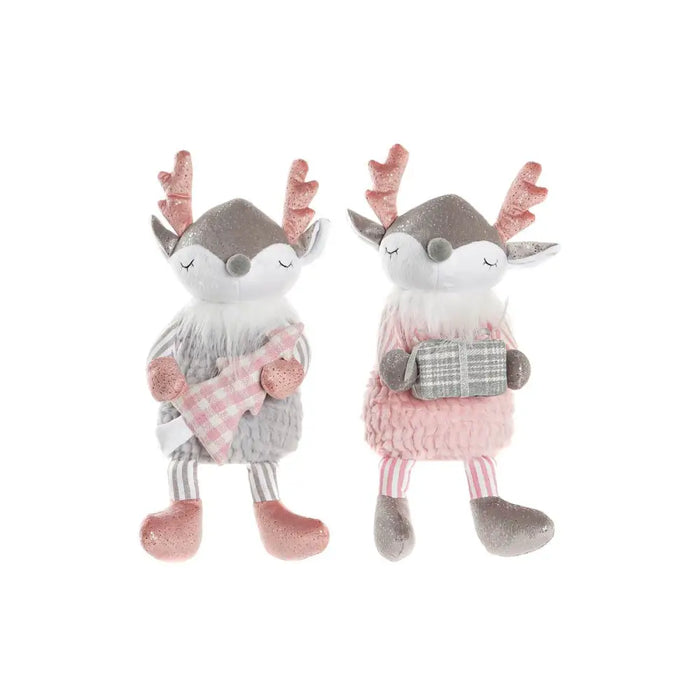 Decorative Figure DKD Home Decor Christmas Animal Polyester Deer (14 x 17 x 28 cm) (2 Units) - Декорация и