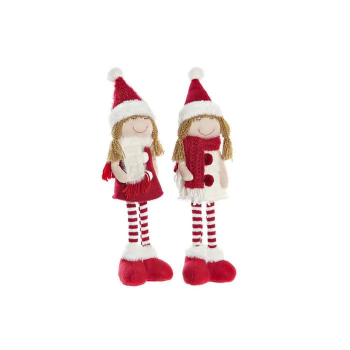 Decorative Figure DKD Home Decor Christmas Doll Polyester Girls (11 x 7 x 43 cm) (2 Units) - Декорация и