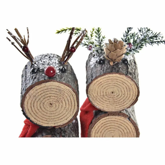 Decorative Figure DKD Home Decor Christmas Glitter Reindeer Birch (10 x 9 x 23 cm) (2 Units) - Декорация и
