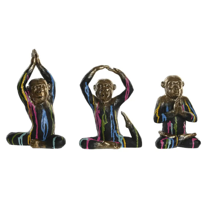 Decorative Figure DKD Home Decor Golden Resin Multicolour Monkey Modern (19 x 12 x 24,5 cm) (3 Units) - Декорация и