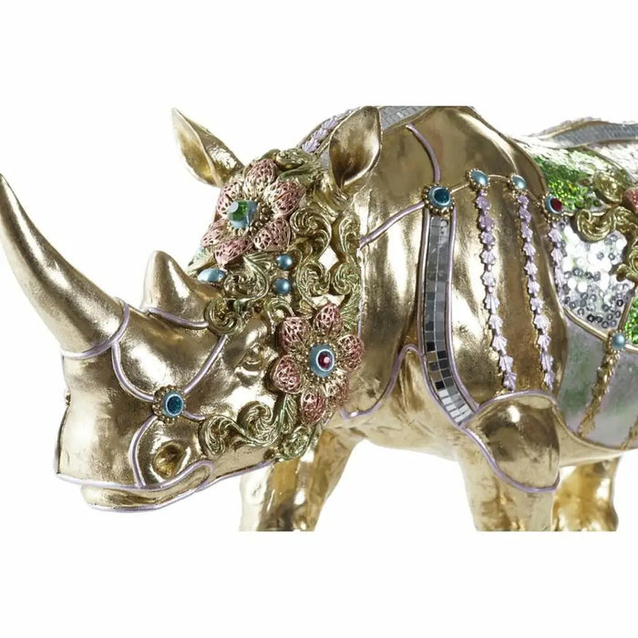 Decorative Figure DKD Home Decor Golden Resin Multicolour Rhinoceros (55 x 17,5 x 25 cm) - Декорация и Осветление<<<Дом