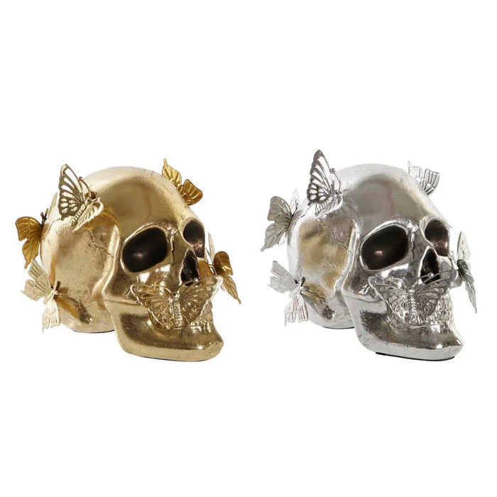 Decorative Figure DKD Home Decor Golden Silver Skull 16,5 x 10,5 x 11,5 cm (2 Units) - Декорация и Осветление<<<Дом