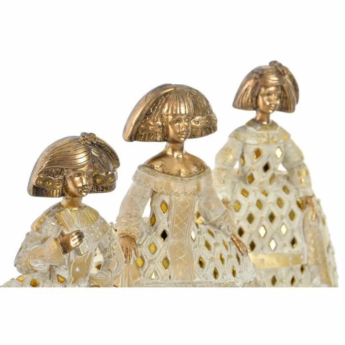 Decorative Figure DKD Home Decor Mirror Beige Golden Resin Lady Traditional (18 x 13 x 23 cm) (3 Units) - Декорация и
