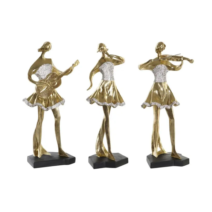 Decorative Figure DKD Home Decor Music 20 x 12 x 41,5 cm Ballerina Golden Romantic (3 Units) - Декорация и
