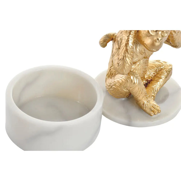 Decorative Figure DKD Home Decor White Golden Tropical Monkeys 10,5 x 10,5 x 18,5 cm (3 Pieces) - Декорация и