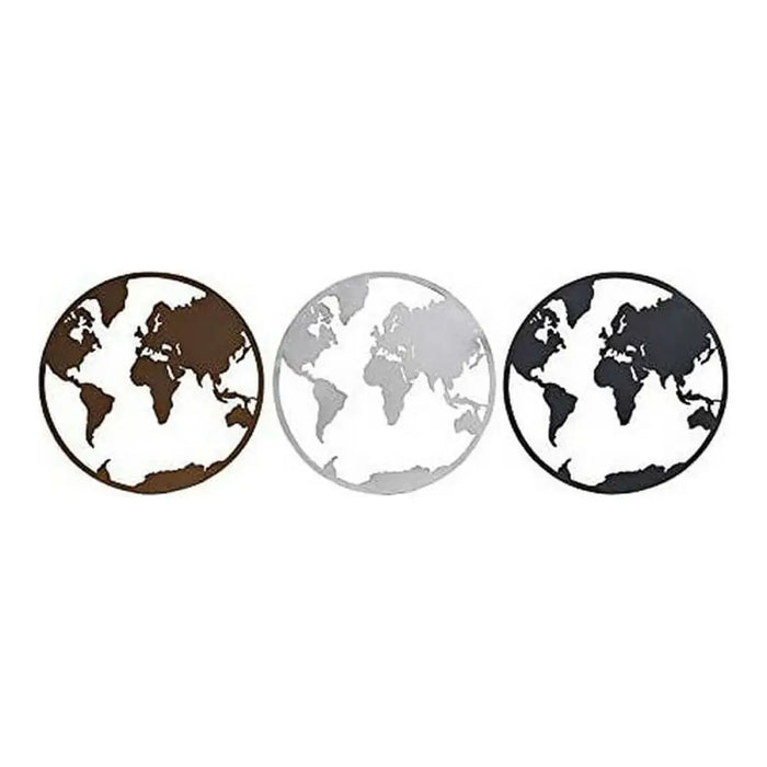 Decorative Figure DKD Home Decor World Map Black Copper White 40 x 1 x 40 cm (3 Pieces) - Декорация и Осветление<<<Дом