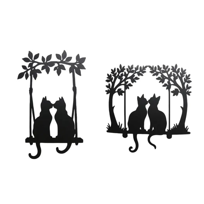 Decorative Figure Home ESPRIT Black Cats Shabby Chic 43 X 1 X 70 CM (2 Units) - Други артикули за декорация<<<Декорация