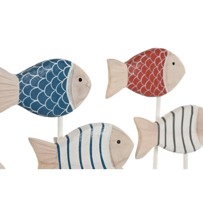 Decorative Figure Home ESPRIT Blue White Red Fish 17 x 6 x 25 cm (2 Units) - Декорация и Осветление<<<Дом
