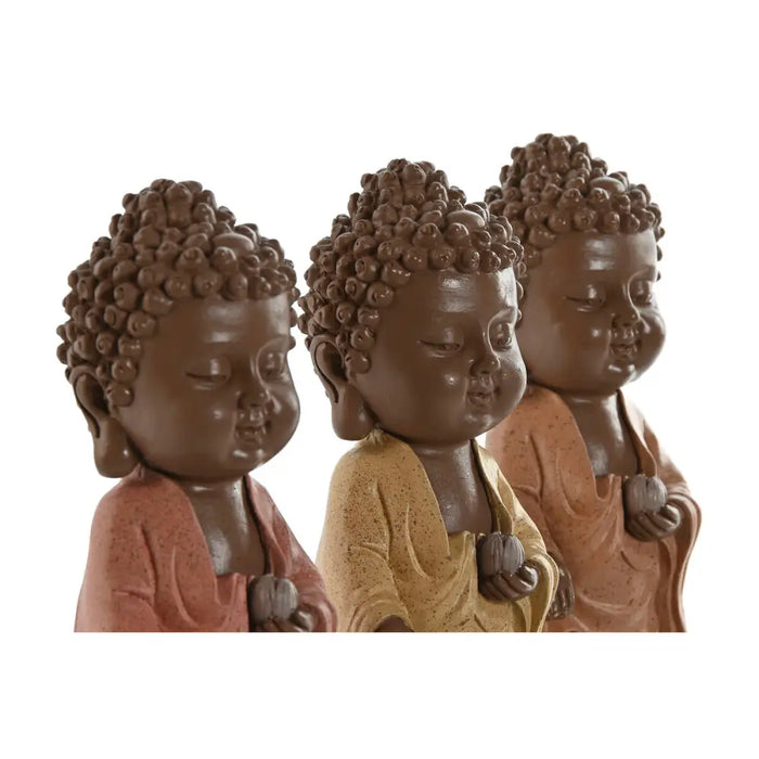 Decorative Figure Home ESPRIT Brown Orange Coral Lime Resin Buddha Oriental 9 x 9 x 21 cm (3 Units) - Декорация и