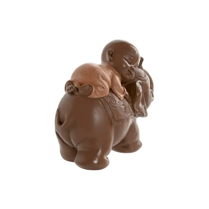 Decorative Figure Home ESPRIT Brown Orange Coral Lime Resin Monk Oriental 13 x 6 x 12,5 cm (3 Units) - Декорация и