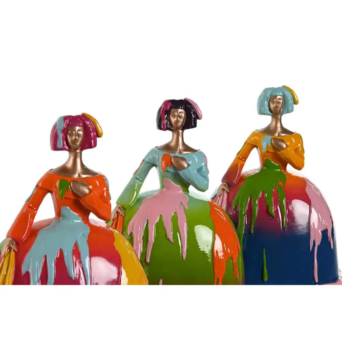 Decorative Figure Home ESPRIT Multicolour Lady 17 x 13 x 21 cm (3 Units) - Декорация и Осветление<<<Дом
