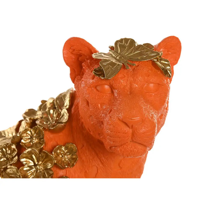 Decorative Figure Home ESPRIT Orange Golden Leopard 60 x 21,5 x 43 cm - Декорация и Осветление<<<Дом